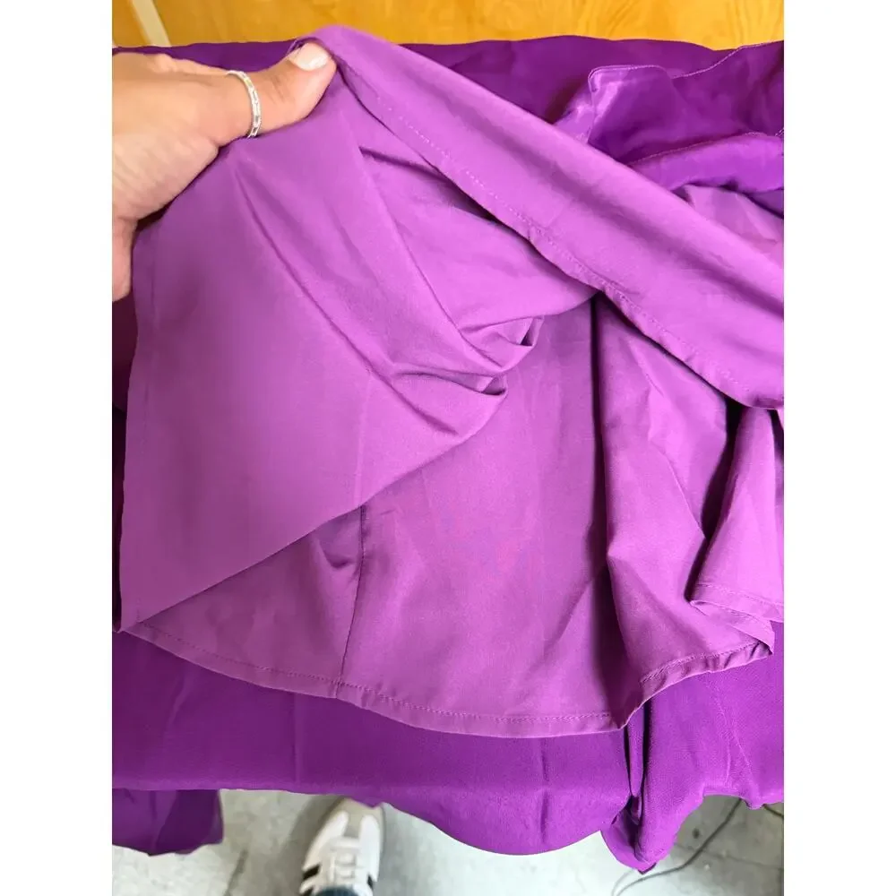 Karen Millen Satin Pleated Woven Midaxi Skirt Purple Size 8 - Picture 14 of 16